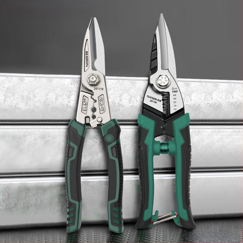 Tuosen Daugiafunkcinės geležies žirklės metalo darbams — aviacijos žirklės, aliuminio plokščių pjovimas, lubų karkaso pjovimas, aukšta kietumas