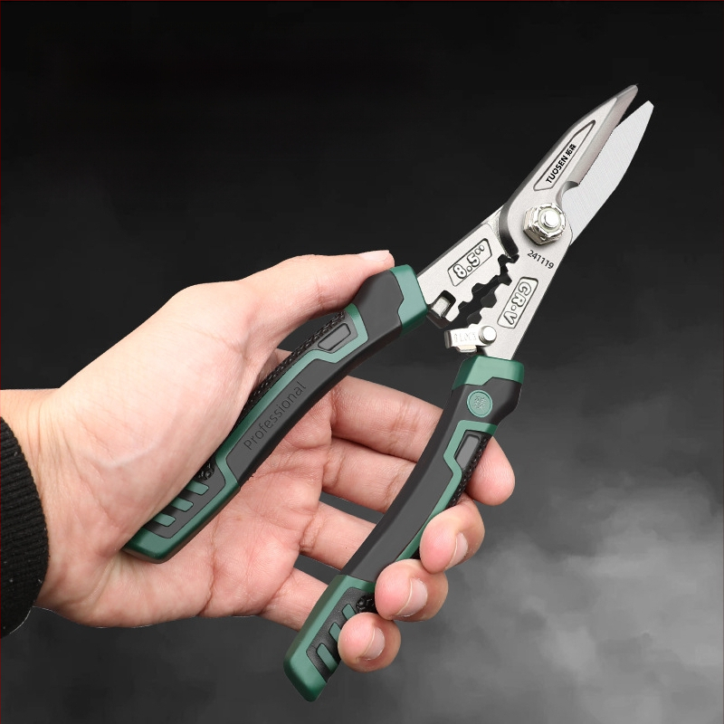 Tuosen Daugiafunkcinės geležies žirklės metalo darbams — aviacijos žirklės, aliuminio plokščių pjovimas, lubų karkaso pjovimas, aukšta kietumas