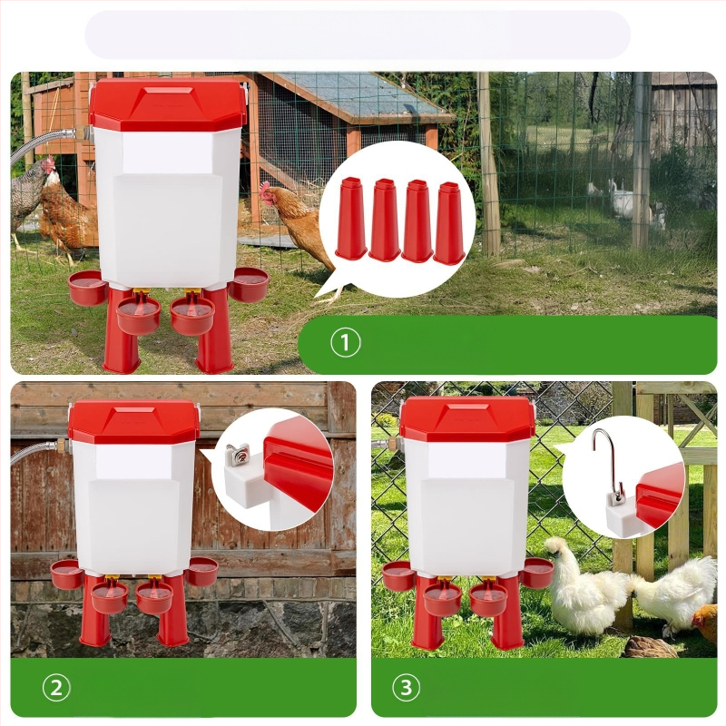 Automatinis vandens girdytuvas paukščiams su atskira talpykla – girdymo ir šėrimo įrenginys vištoms, žąsoms, balandžiams, modelis ZZKPJ00035, 1600 g