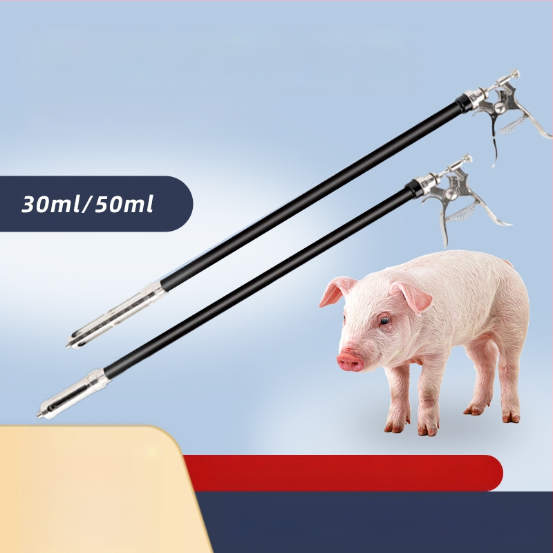Veterinarinis nerūdijančio plieno ilgojo rankos nuolatinis injektorius, reguliuojamas vakcinacijos injektorius kiaulėms, galvijams ir avims — tinkamas galvijų auginimui ir akvakultūrai; veikia įprastą temperatūrą; kokybės užtikrinimas