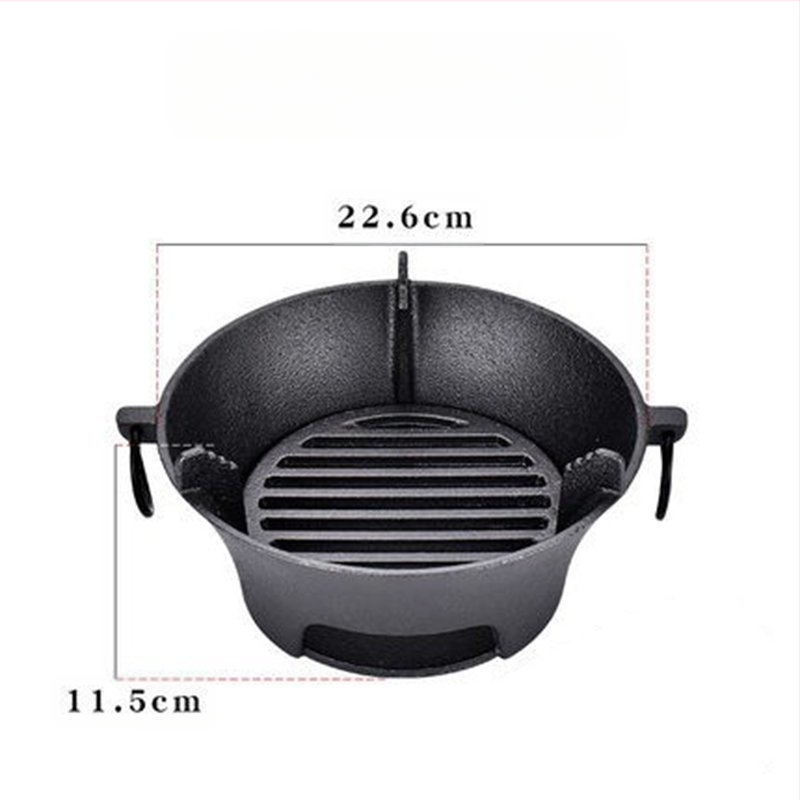 Apskrito akmeninio grilio keptuvė išorinei gaminimui su plokščiu dugnu, stovyklavimui, 0.5 kg