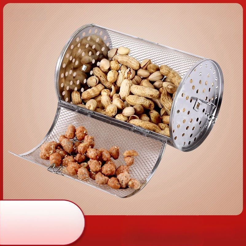 Nerūdijančio plieno kepimo krepšelis elektrinėms orkaitėms, universalus pasukamas laikiklis skrudinant riešutus ir kavos pupeles