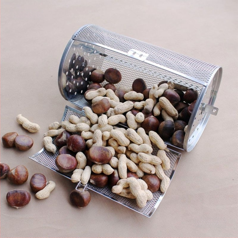 Nerūdijančio plieno kepimo krepšelis elektrinėms orkaitėms, universalus pasukamas laikiklis skrudinant riešutus ir kavos pupeles