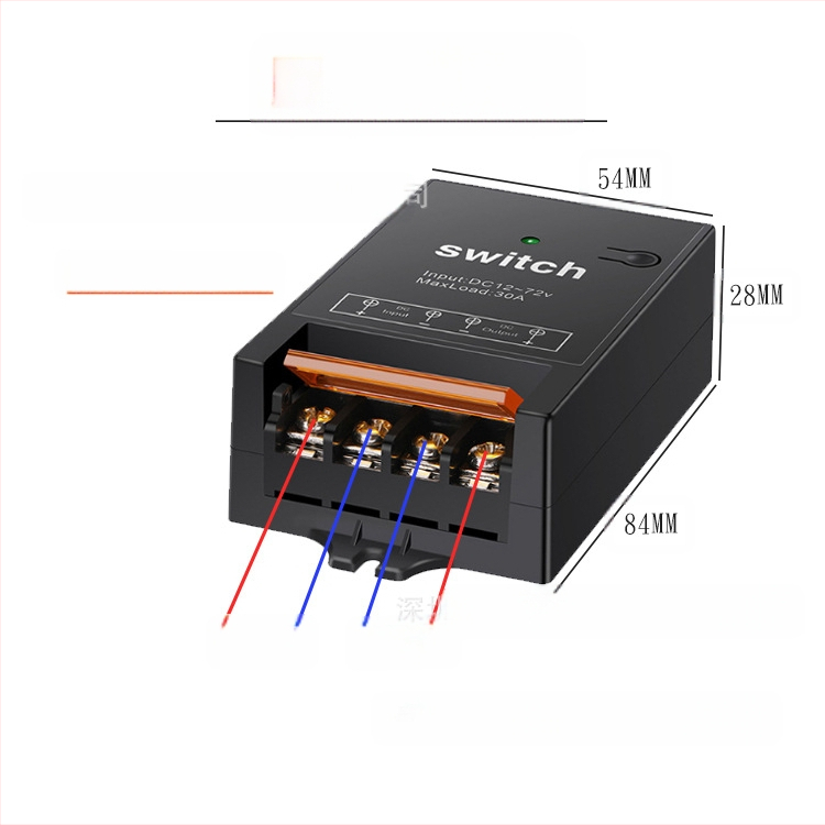 Belaidis nuotolinio valdymo jungiklis, DC12-72V, 30A, RF433, skirtas vandens siurbliui ir apšvietimui