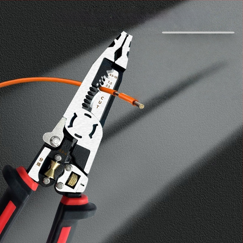 Star Tíz az egyben multifunkcionális vezeték-szigetelő fogó, otthoni villanyszerelőknek, hegyes szájú, erőfeszítés-megtakarító, Cr-Mo acél (CR-V)