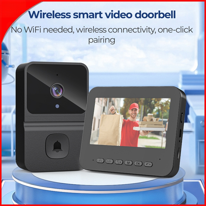 Видео домофон за врата T23Pro с инфрачервено нощно виждане, двупосочно аудио и вътрешен дисплей, вградена батерия