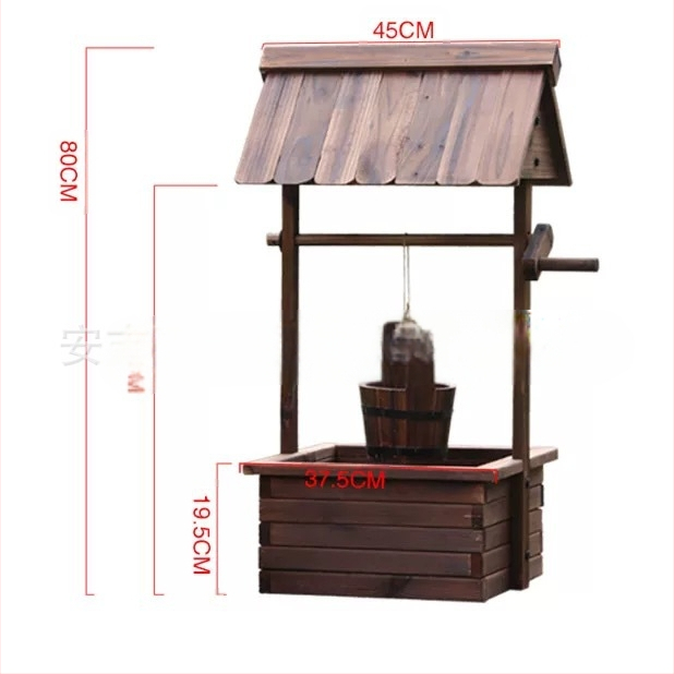 Lauko naudojimui skirtas medinis gėlių vazonas, pastatomas ant grindų, korozijai atsparus ir tvirtas, rankų darbo.