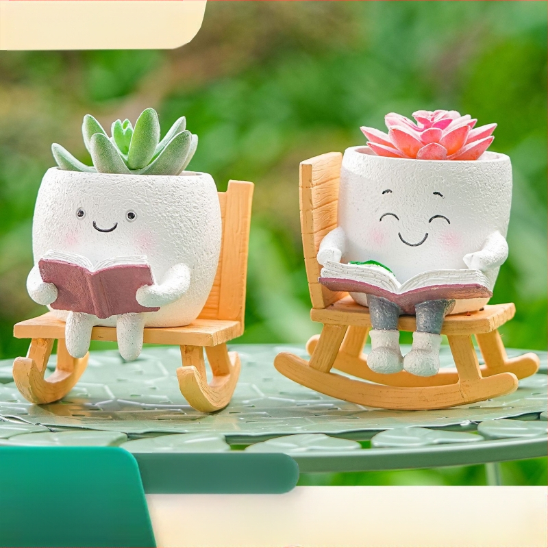 Sintetinis dervos sodo vazonas su supynėmis – sintetinis resin, dervų apdirbimas, ženklo Rich Shuangyi, dovana gimtadieniams, naujiems namams, absolventams