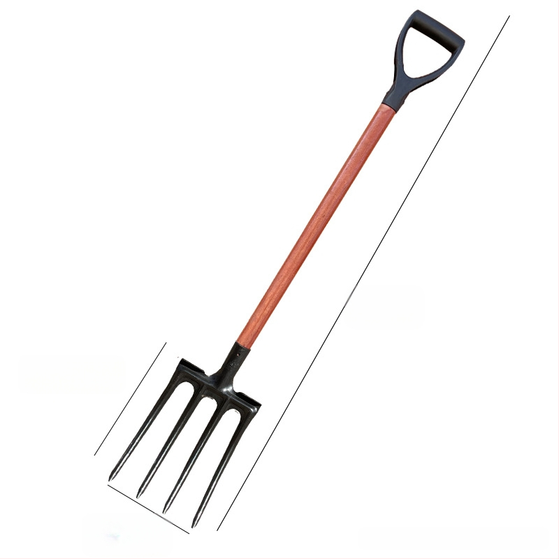 Keturių dantų mangano plieno sodo šakutė kopimui ir dirvos atlaisvinimui