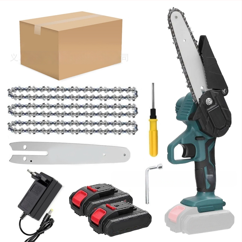 Електрическа верижна резачка, 21V презареждаема литиева батерия, компактна ръчна за подрязване и лека дървообработка
