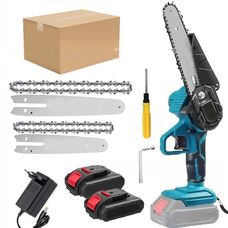 Електрическа верижна резачка, 21V презареждаема литиева батерия, компактна ръчна за подрязване и лека дървообработка