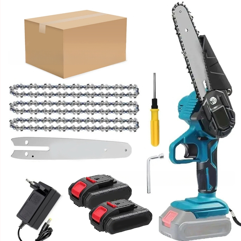 Електрическа верижна резачка, 21V презареждаема литиева батерия, компактна ръчна за подрязване и лека дървообработка