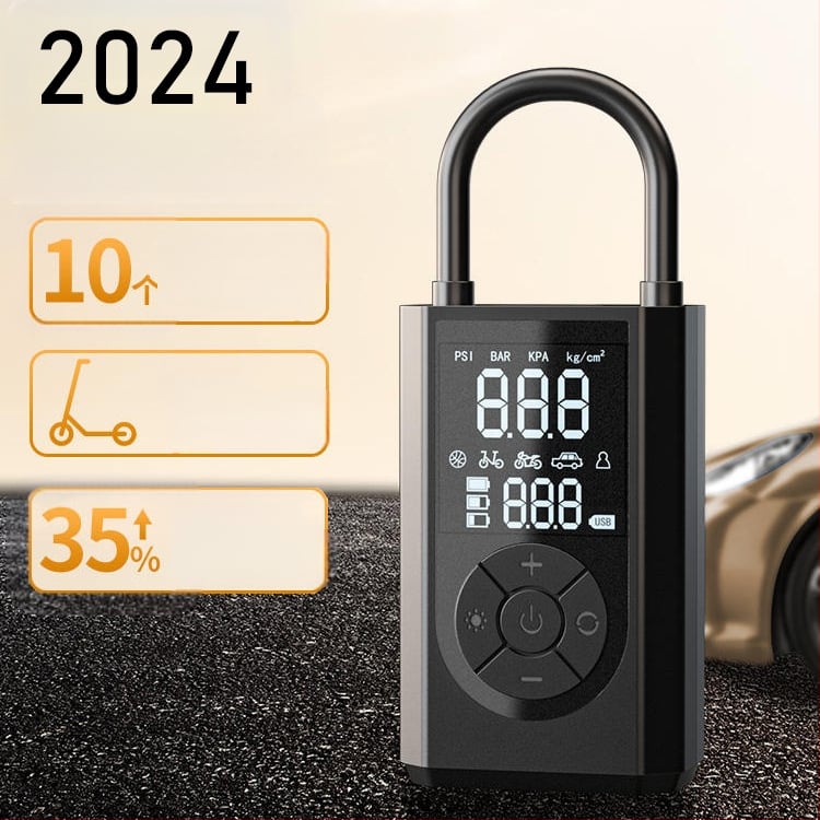 Portatīva automobiļa gaisa sūknis ar riepu spiediena mērītāju, 12V, 120W, 30 L/min, digitālais displejs