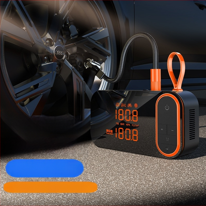 Pārnēsājams auto riepu piepūšanas pūtējs ar digitālo displeju, USB uzlāde (120 W, 7.4 V, gaisa plūsma 25 L/min)