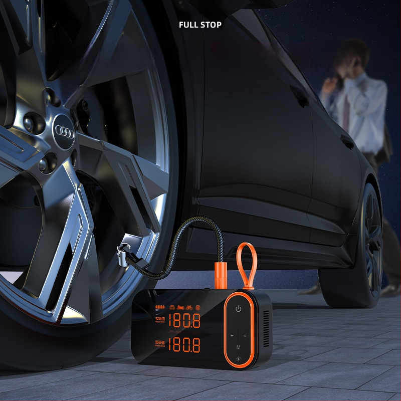 Pereinamas automobilio padangų pūtimo siurblys su skaitmeniniu ekranu, USB įkrovimas (120 W, 7.4 V, oro srautas 25 L/min)