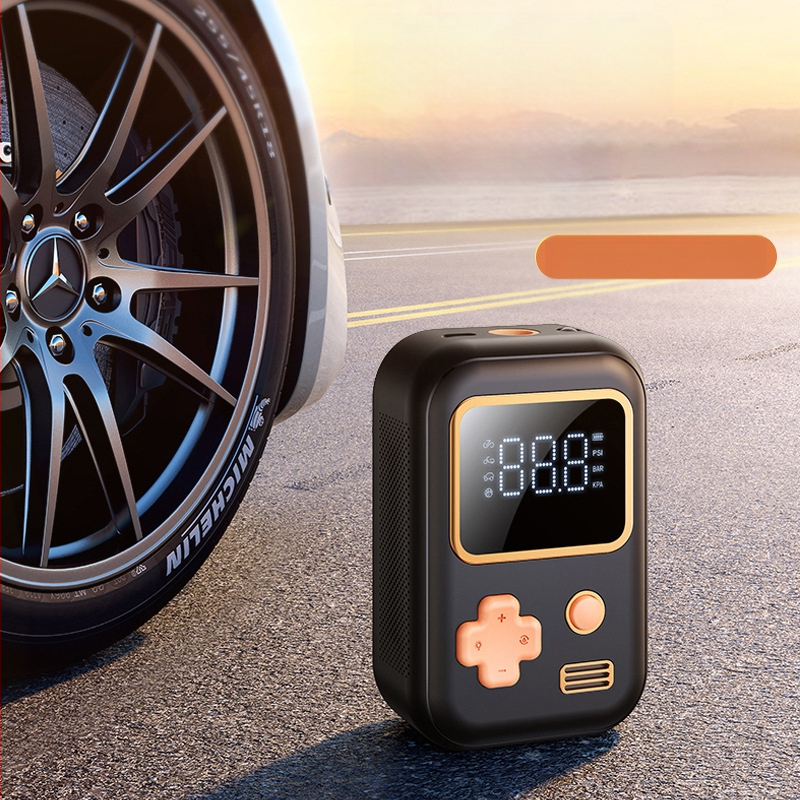 Pereinamas automobilio padangų pūtimo siurblys su skaitmeniniu ekranu, USB įkrovimas (120 W, 7.4 V, oro srautas 25 L/min)