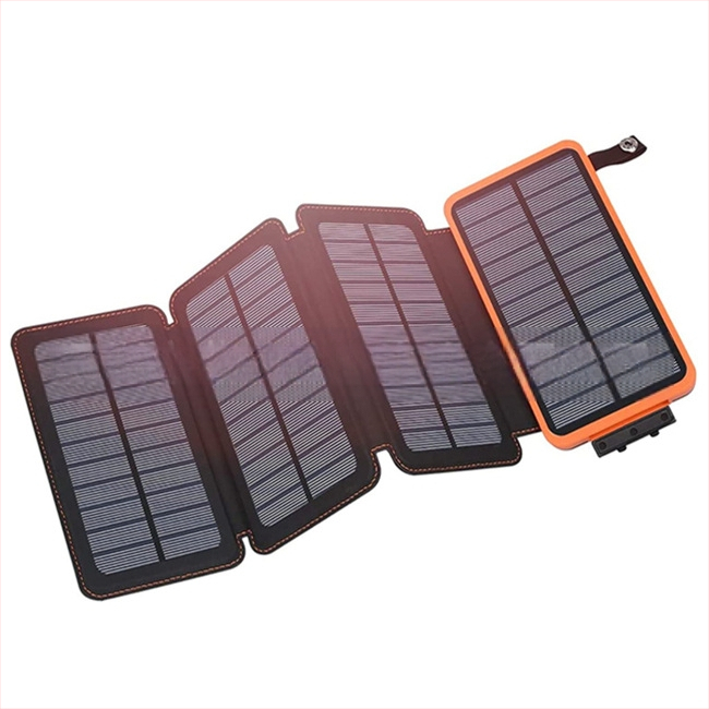 Saulės energijos nešiojamas įkroviklis – atsparus vandeniui, sulankstomas, 20000 mAh, saulės energija, dvipusė įkrovimas