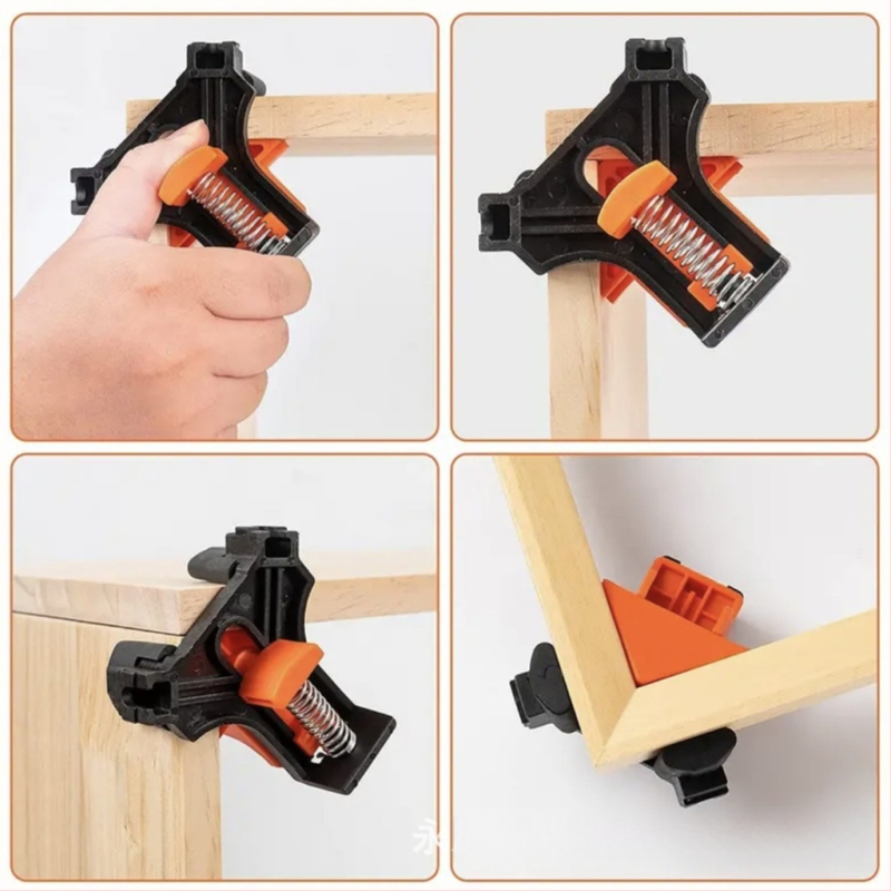 Medžio darbams stačiakampis spaustukas, 90°, reguliuojamas fiksatorius, ABS/PP medžiaga