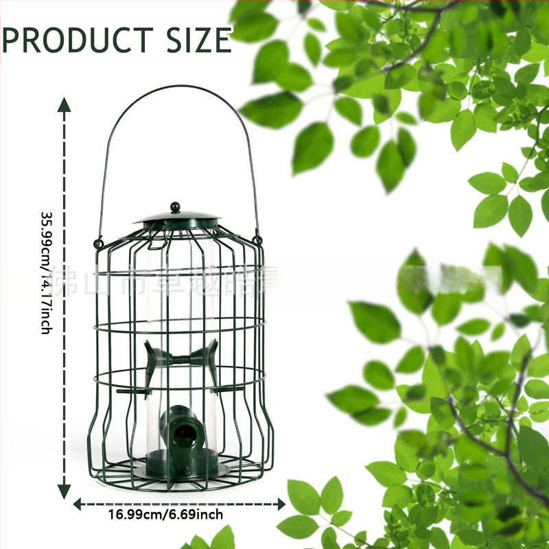 Metalinė lesyklėlė paukščiams su groteline konstrukcija ir keturiais angomis