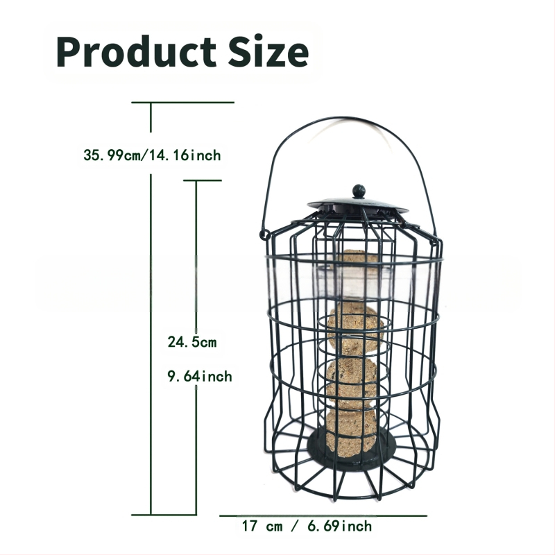 Metalinė lesyklėlė paukščiams su groteline konstrukcija ir keturiais angomis
