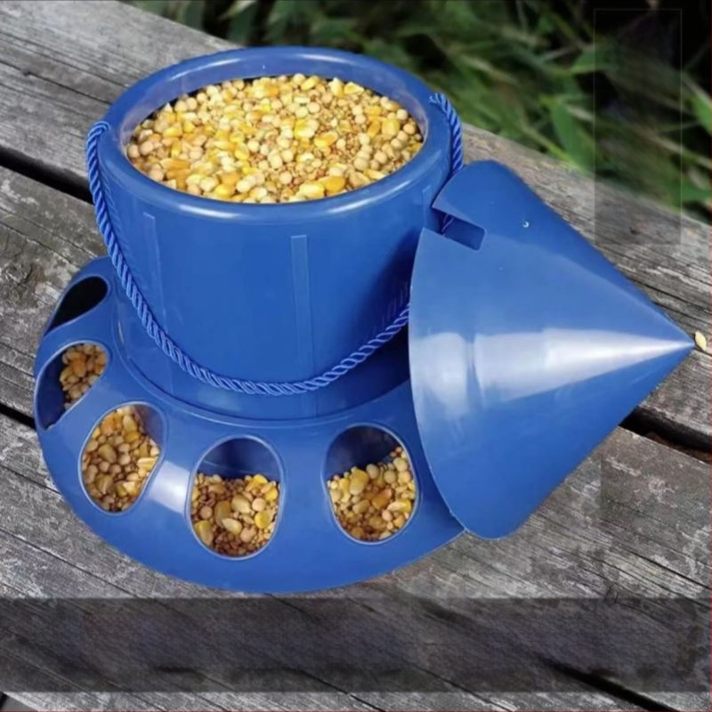 Antiszivárgó madáretető – versenyló galambok, csirkék, kacsák és fogoly számára – etetőtál és ételdoboz