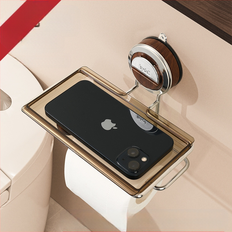 Sieninis popieriaus rulono laikiklis su siurbimo kilpeliu, marmuro raštas, stačiakampė forma, skandinaviškas stilius