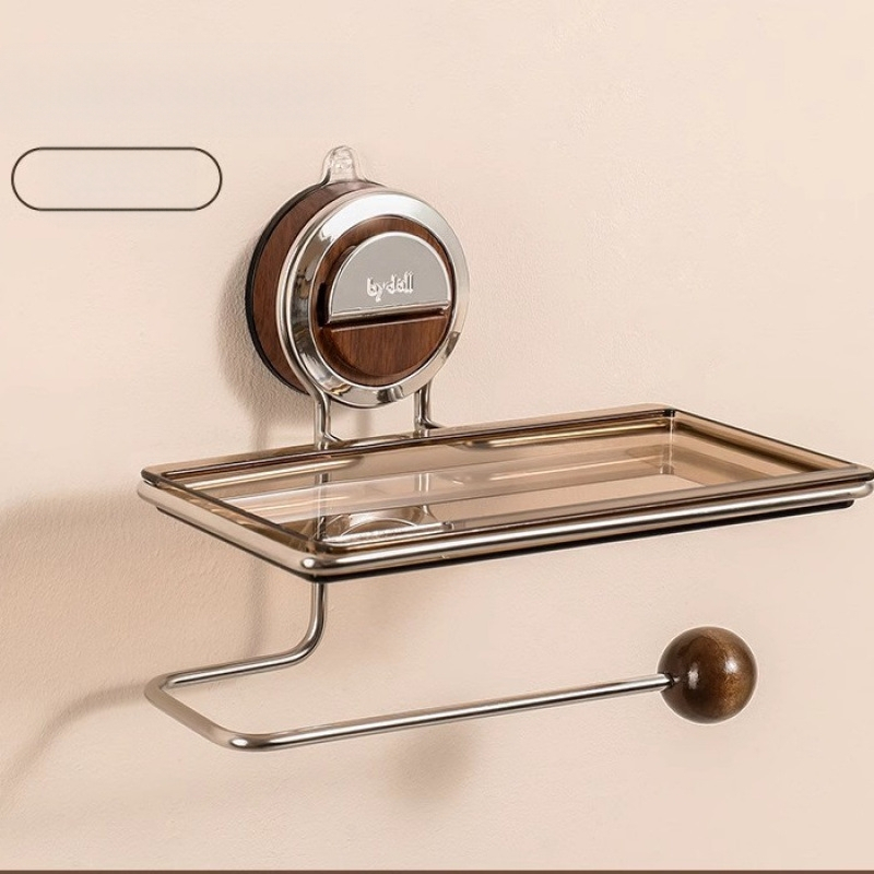 Sieninis popieriaus rulono laikiklis su siurbimo kilpeliu, marmuro raštas, stačiakampė forma, skandinaviškas stilius