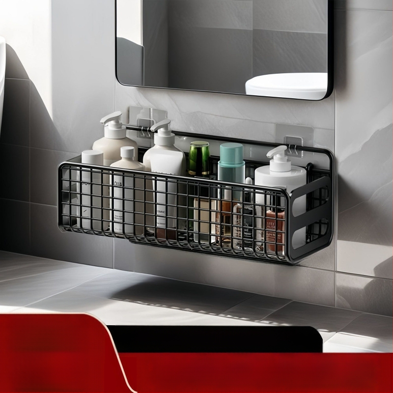 Sieninis plieninis laikymo laikiklis vonios kambariui ir virtuvei, 1 lentyna, paprastas ir šiuolaikiškas stilius, be gręžimo