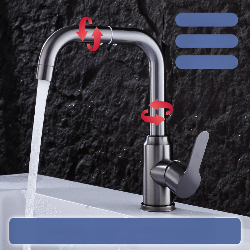 Robinet din oțel inoxidabil, rotativ pentru chiuvetă – ventil ceramic cu nucleu, 1.0 MPa, structură cu articuație unică