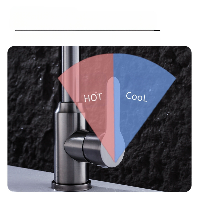 Robinet din oțel inoxidabil, rotativ pentru chiuvetă – ventil ceramic cu nucleu, 1.0 MPa, structură cu articuație unică