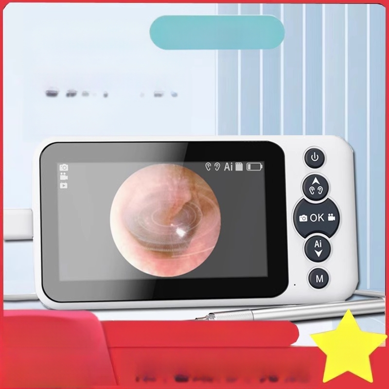 Οπτικό ενδοσκόπιο αυτιού με πολυλειτουργικό σετ κουταλιών αυτιών (παιδικά και φωτιζόμενα), ABS πλαστικό, οθόνη Ultra HD, για φροντίδα κατοικίδιων