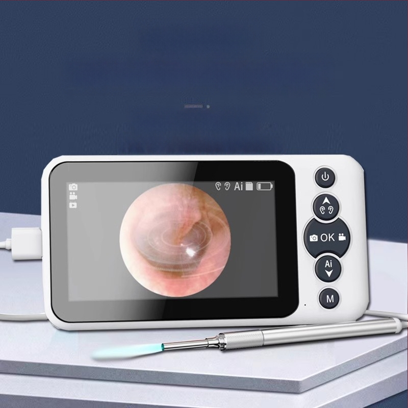 Οπτικό ενδοσκόπιο αυτιού με πολυλειτουργικό σετ κουταλιών αυτιών (παιδικά και φωτιζόμενα), ABS πλαστικό, οθόνη Ultra HD, για φροντίδα κατοικίδιων