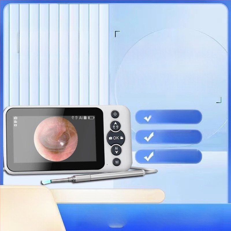 Οπτικό ενδοσκόπιο αυτιού με πολυλειτουργικό σετ κουταλιών αυτιών (παιδικά και φωτιζόμενα), ABS πλαστικό, οθόνη Ultra HD, για φροντίδα κατοικίδιων