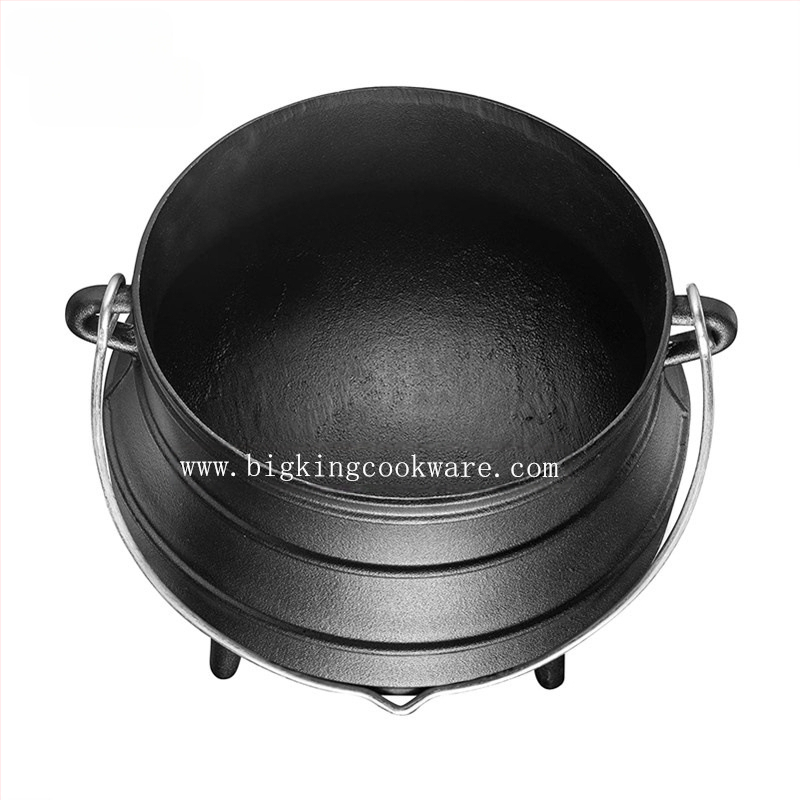 Tryjų kojų ketaus puodas su pakabiniu košeliu, be dengimo, modelis BK-2913, talpa daugiau nei 5 litrai