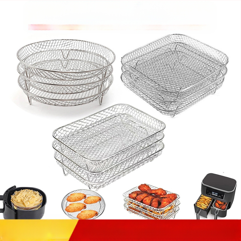 Nerūdijančio plieno trijų sluoksnių kepsninės grotelės oro kepimui – storintas džiovinimo filtravimo rėmas, poliruotas ir suvirintas