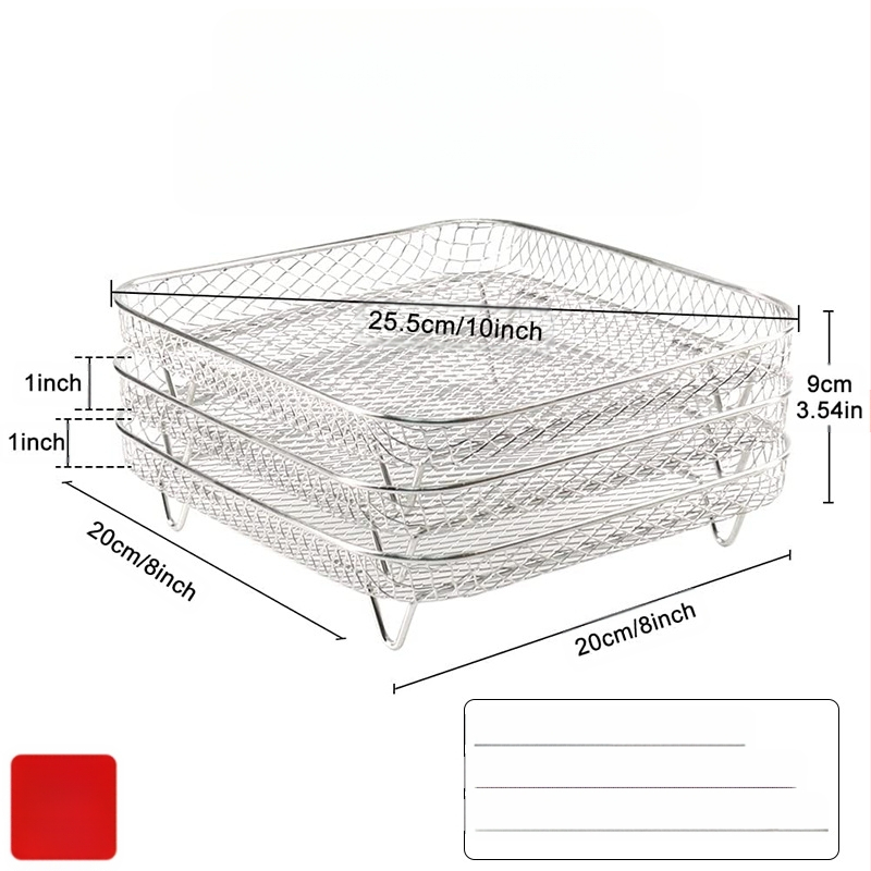 Nerūdijančio plieno trijų sluoksnių kepsninės grotelės oro kepimui – storintas džiovinimo filtravimo rėmas, poliruotas ir suvirintas