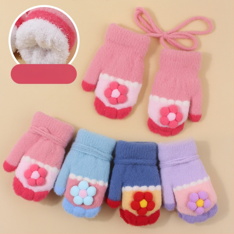 Megztos vaikų pirštinės su fliso įdėklu, animacinis raštas, unisex, amžius 0-2 metai