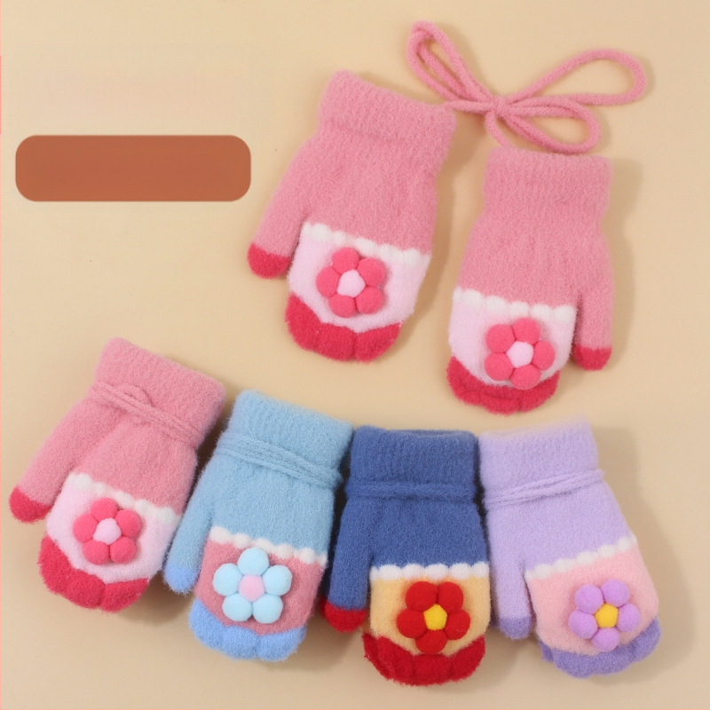 Megztos vaikų pirštinės su fliso įdėklu, animacinis raštas, unisex, amžius 0-2 metai