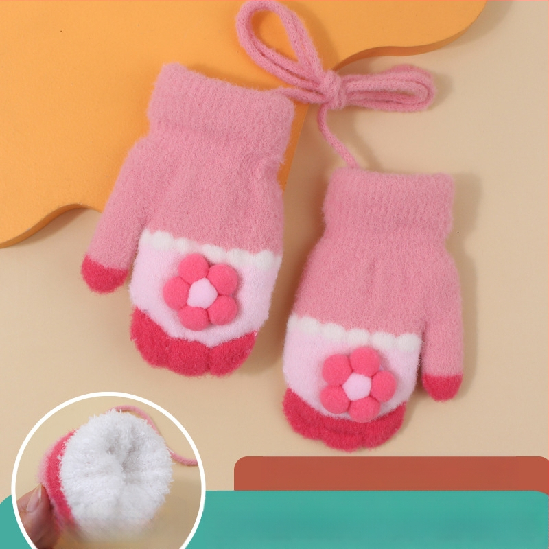 Megztos vaikų pirštinės su fliso įdėklu, animacinis raštas, unisex, amžius 0-2 metai