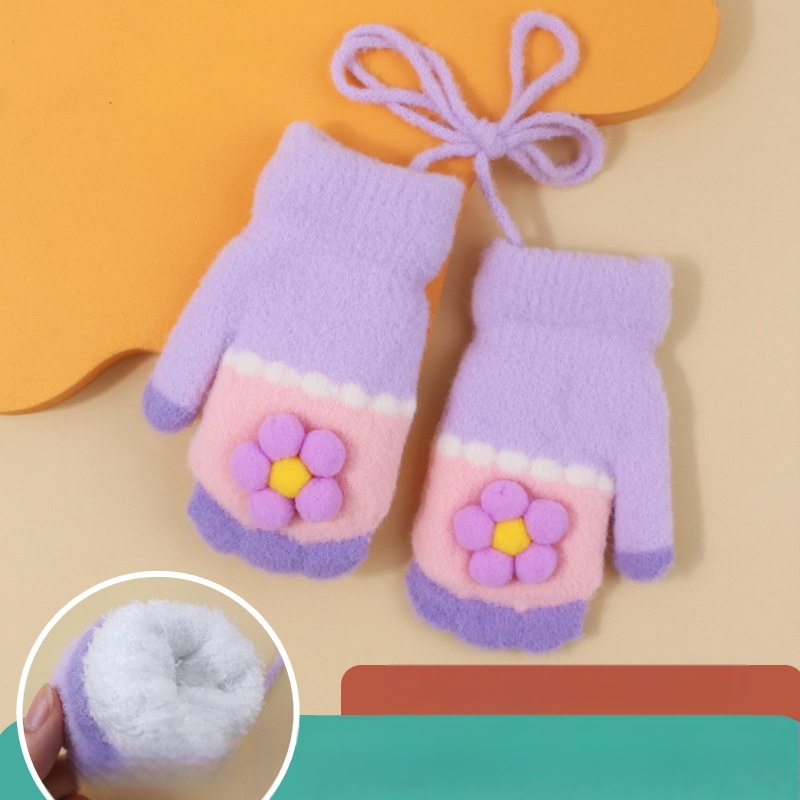 Megztos vaikų pirštinės su fliso įdėklu, animacinis raštas, unisex, amžius 0-2 metai