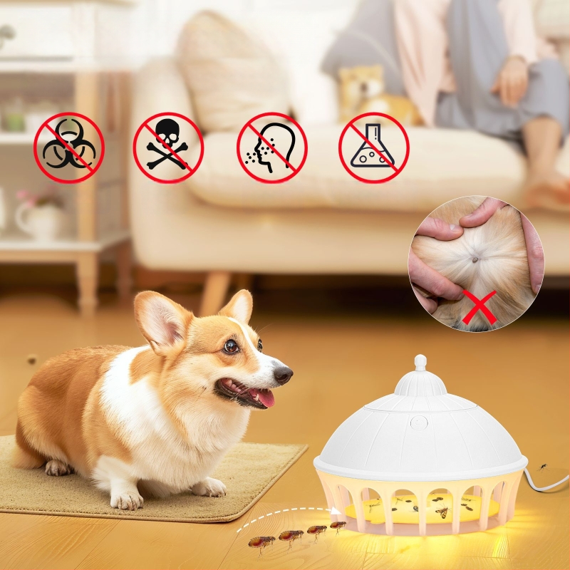 Komarų gaudyklė su lipniomis plokštelėmis ir LED, skirta 80–120 m² plotui, modelis 807, 0,6 W, USB/AA maitinimas, svoris 264 g