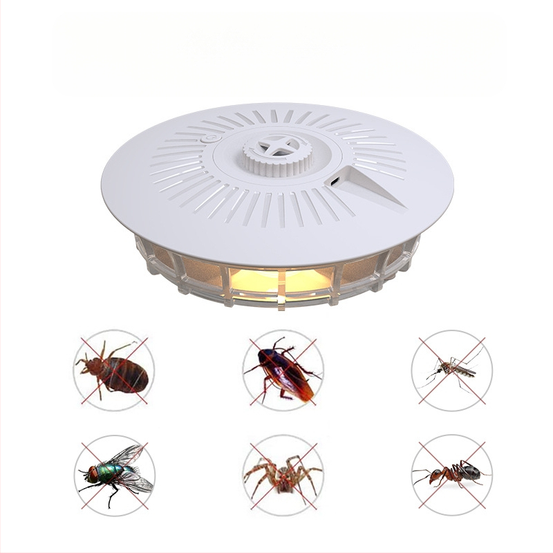 Komarų gaudyklė su lipniomis plokštelėmis ir LED, skirta 80–120 m² plotui, modelis 807, 0,6 W, USB/AA maitinimas, svoris 264 g