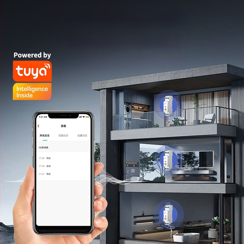 TYZHSOUL Tuya Smart Life WiFi srovės pertraukiklis – DIN bėgelio montavimas, 76–270V, 63A, nuotolinis valdymas ir energijos matavimas