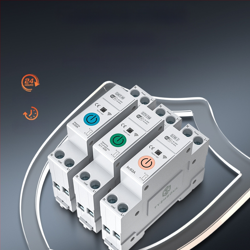 TYZHSOUL Tuya Smart Life WiFi srovės pertraukiklis – DIN bėgelio montavimas, 76–270V, 63A, nuotolinis valdymas ir energijos matavimas