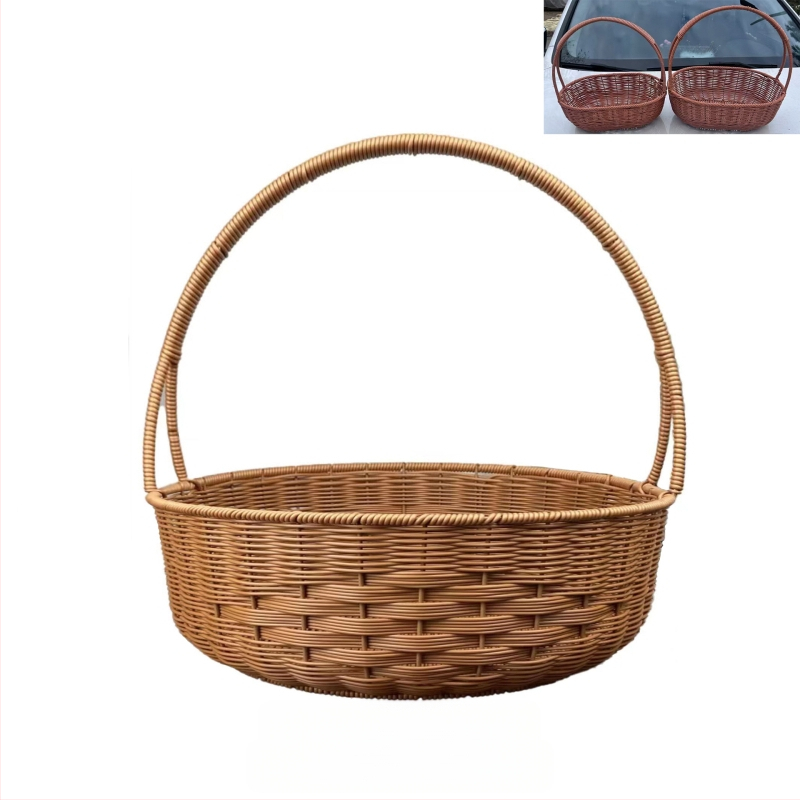 Coș de mână pentru fructe și ouă, în stil pastoral francez, imitatie de răchită, ambalare cadou (Material: Willow/straw; Process: Handmade packaging; Packing level: 1)