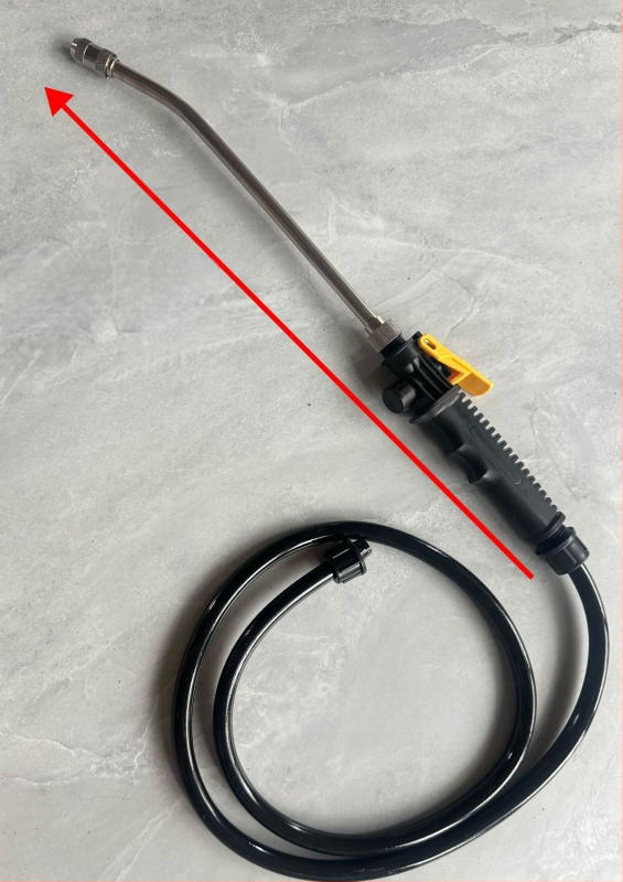 Nerūdijančio plieno ilga valymo lazda su žarna, reguliuojamas atomizacijos purkštuvės žemės ūkiui, sodui ir namų ūkiui