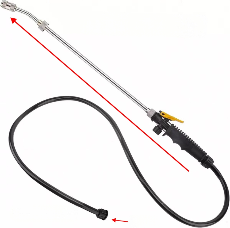 Nerūdijančio plieno ilga valymo lazda su žarna, reguliuojamas atomizacijos purkštuvės žemės ūkiui, sodui ir namų ūkiui