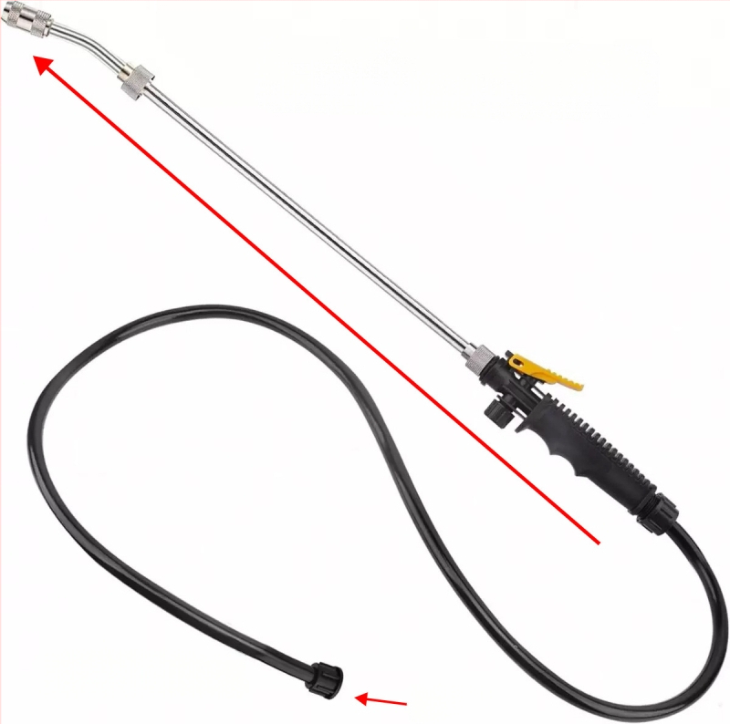 Nerūdijančio plieno ilga valymo lazda su žarna, reguliuojamas atomizacijos purkštuvės žemės ūkiui, sodui ir namų ūkiui