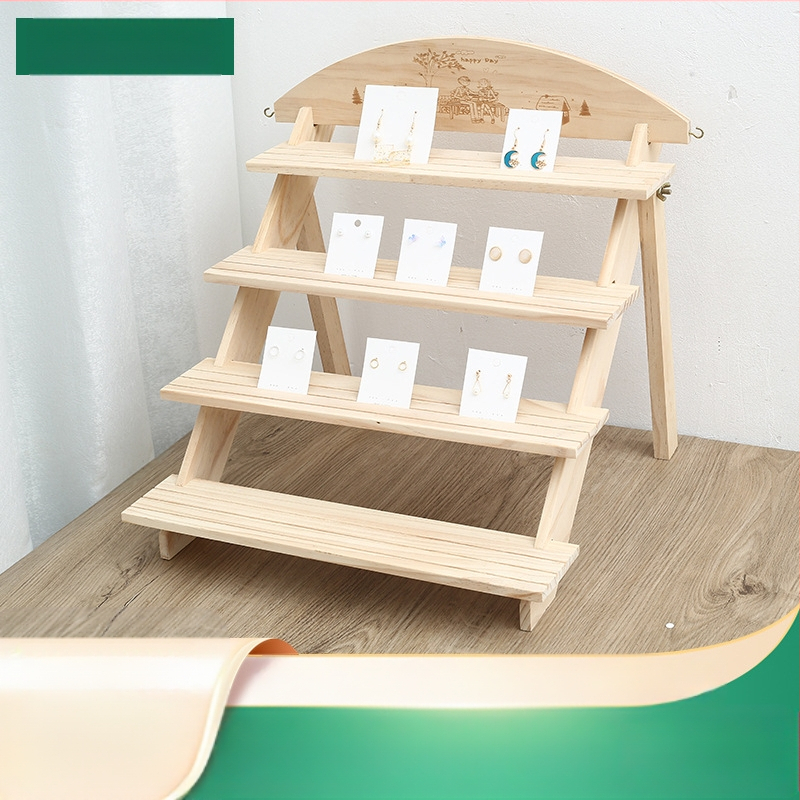 Ξύλινο επιτραπέζιο ράφι για κοσμήματα, τεσσάρων επιπέδων, από πεύκο, μοντέρνο μινιμαλιστικό στυλ, μοντέλο New Folder 6