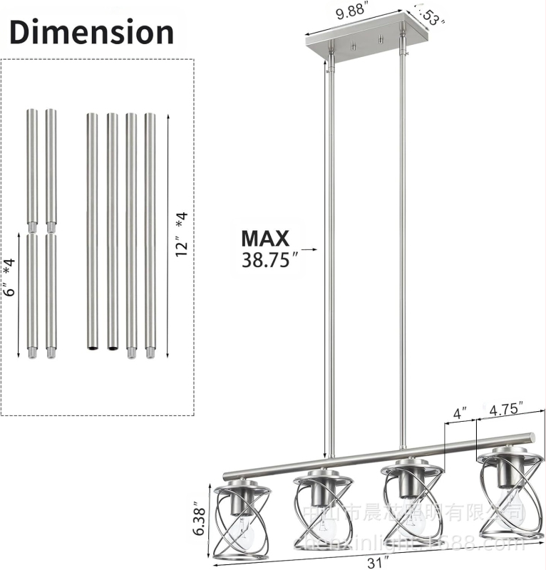Βίνταζ πολυέλαιος οροφής με πολλαπλές κεφαλές, μεταλλικός, κρεμαστός, για σαλόνι και εστιατόριο, λαμπτήρας πυρακτώσεως, 110–220V